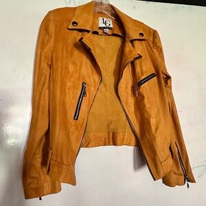 Medium Mustard Faux Suede Motor Jacket